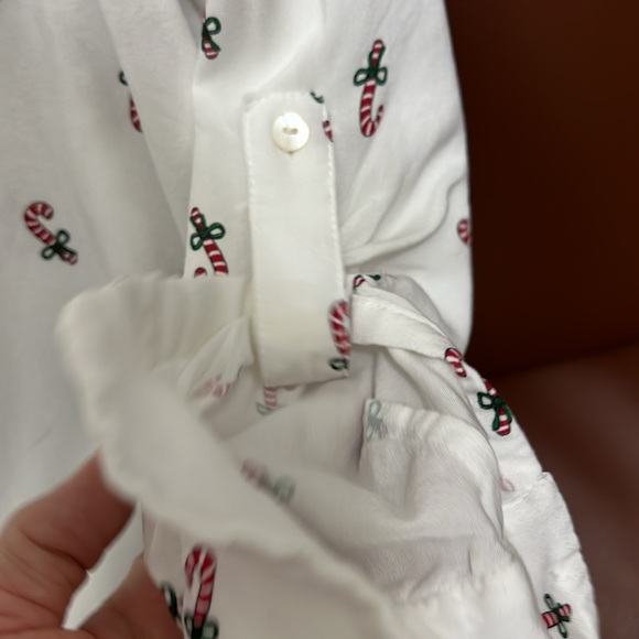 Anthropology white shirt button up candy can print - Picture 5 of 6